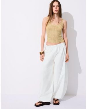 Stradivarius Shimmery Knit Top - White