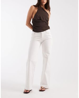 Pieces Selma Low Waisted Wide Leg Jeans - White