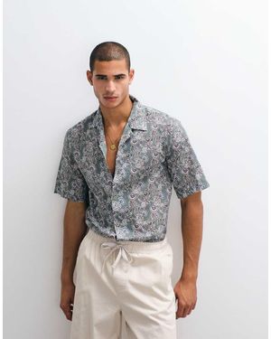 Mango Camicia Menta A Fiori Rétro - Grigio
