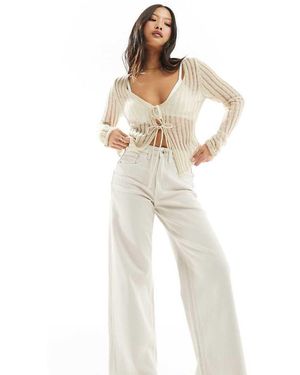 Only Petite Juicy High Waisted Wide Leg Jeans - White
