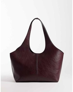Mango Minimal Faux Leather Tote Bag - Purple