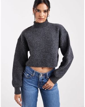 Monki – kurzer, hochgeschlossener pullover - Schwarz