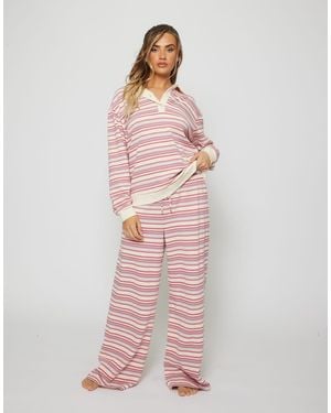 South Beach Stripe Knitted Trouser - Pink