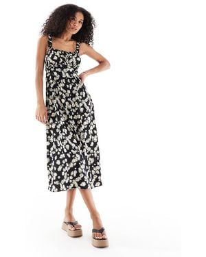 New Look Daisy Floral Strappy Midi Dress - White