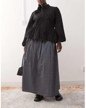 Collusion Plus Drop Waist Print Maxi Skirt - Black