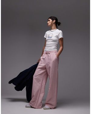 Tommy Hilfiger – weite, -weiß gestreifte hose aus leinen - Grau