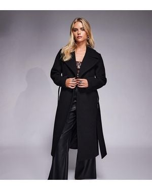 Forever New Abrigo De Vestir Cruzado De - Negro