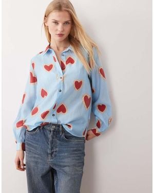 Never Fully Dressed Semi Sheer Balloon Sleeve Shirt - Blue