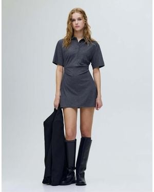 Pull&Bear Draped Polo Collar Dress - Blue