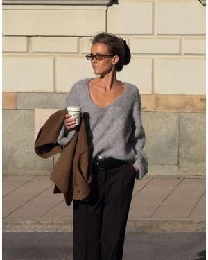 NA-KD Oversize-strickpullover mit u-ausschnitt - Natur