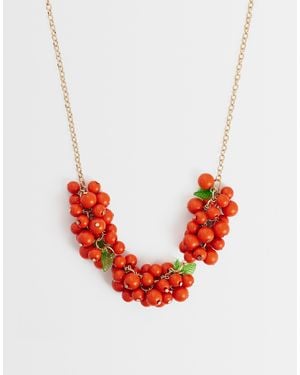 ASOS Statement Necklace With Red Berry Beads