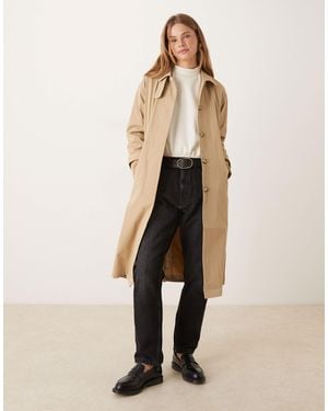 Vila Neck Detail Trench Coat - White