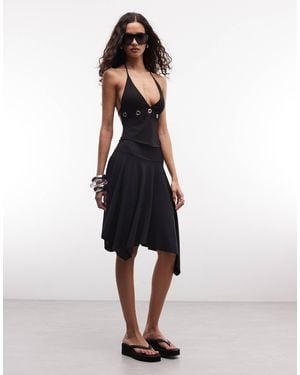 Weekday Asymmetric Knee Length Skirt - Blue