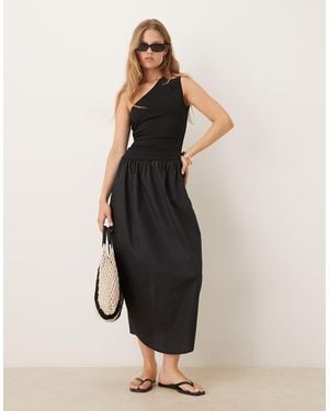 ASOS One Shoulder Bubble Hem Midi Dress - Black
