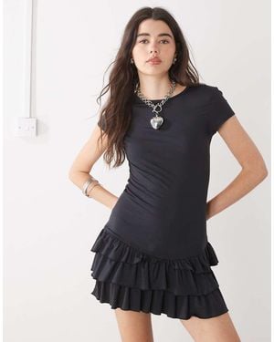 Collusion Mini Jurk Met Ruches - Blauw