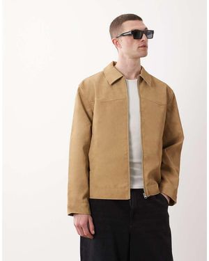 ASOS Faux Suede Harrington Jacket - Natural