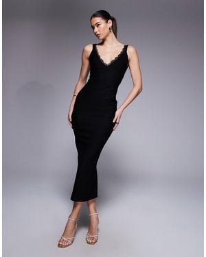 Vesper – maxi-trägerkleid aus bengaline - Schwarz