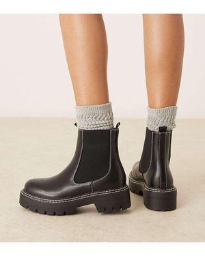 Glamorous Botines Negros Con Suela Gruesa De