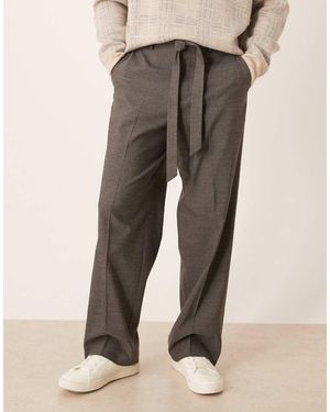 ASOS Smart Belted Wide Leg Trousers - Natural