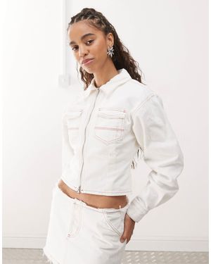Collusion Fitted Denim Jacket - White