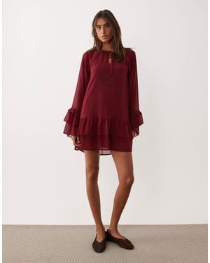 Miss Selfridge Chiffon Ruffle Mini Dress - Red