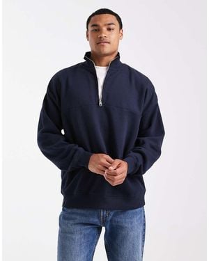 Threadbare Sudadera Holgada Con Cremallera Corta De Polar De - Azul