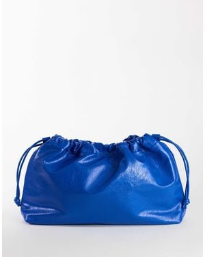 TOPSHOP Chloe Oversized Ruched Pouch Clutch Bag - Blue