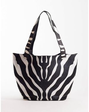 Mango Oversized Leather Pony Hair Tote Bag - Black