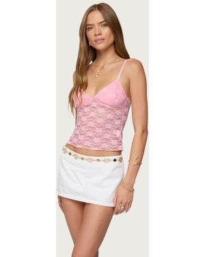 Edikted Eira Sheer Lace Tank Top - White