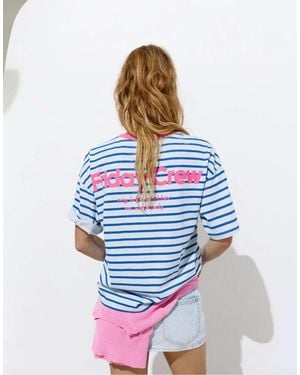 Pull&Bear Striped Friday Crew T-shirt - White