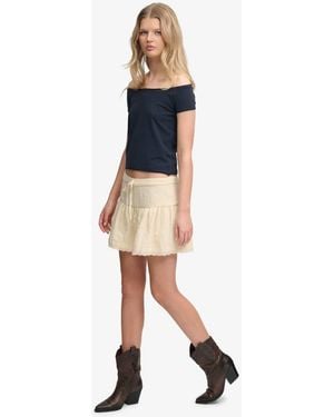 Superdry Broderie Trim Mini Skirt - Blue