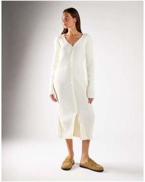 Glamorous Button Front Midi Dress - White