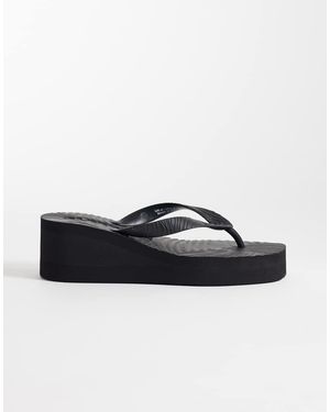 Sleeper Chanclas Negras Con Plataforma Alta De - Negro