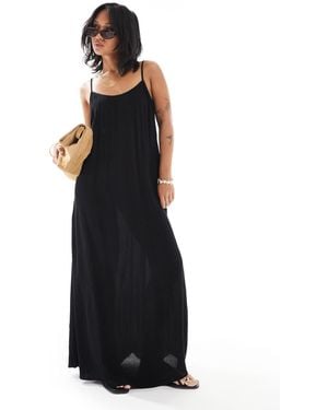 Only Petite Textured Cami Maxi Dress - Black