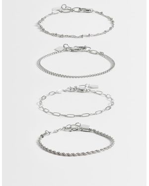 ASOS Confezione Da 4 Bracciali Con Catenina Sottile - Grigio