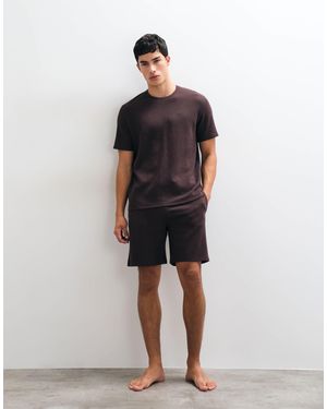 BOSS Co-ord Waffle Lounge Shorts - Brown