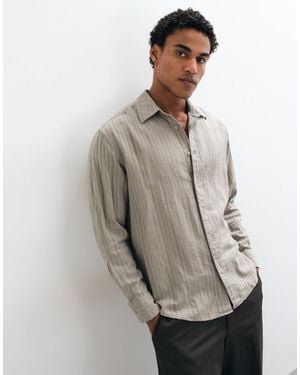 Only & Sons Linen Blend Textured Long Sleeve Shirt Co-Ord - Gray