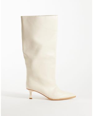 Public Desire Lola Kitten Heel Knee Boots - White