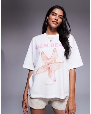 Kaiia Palm Beach Starfish Graphic T-Shirt - White