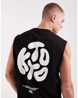 ASOS Oversized Tank With Kyoto Bubble Text Print - Black