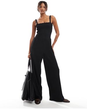 ONLY – gesmokter jumpsuit - Weiß