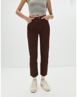 Pull&Bear High-Waist Mom Fit Jeans - Brown
