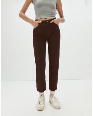 Pull&Bear High-Waist Mom Fit Jeans - Brown