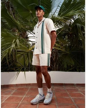 Alma de Ace Stripe Detail Logo Knitted Shorts - Green