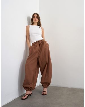 TOPSHOP Check Extreme Balloon Trouser - Brown