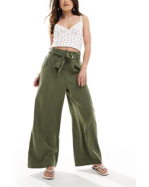 ONLY Tie Waist Wide Leg Pants - Green