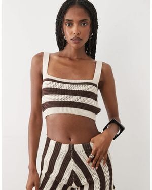 ASOS Crochet Bra Top Co Ord - Brown