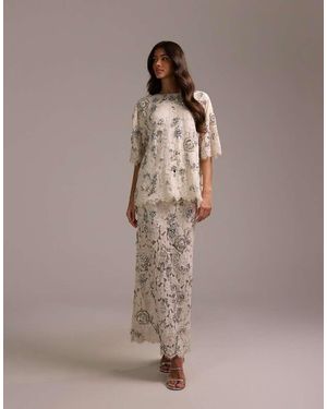 ASOS Bridal Lace Maxi Skirt With Embellishment - Brown