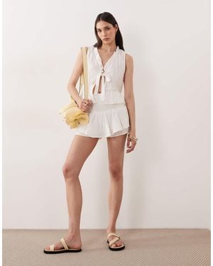 esmé studios Esmee Shirred Ruffle Beach Skort - Natural