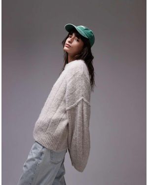 TOPSHOP Maglione Oversize Girocollo - Grigio